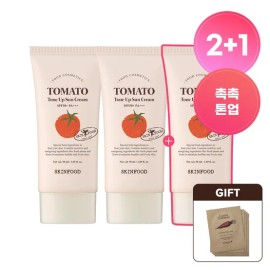 스킨푸드 [촉촉톤업][국민토썬]토마토 톤 업 선크림 50ml 2+1+증정캐롯패드 2매입*5 [Moisture Tone-Up][Popular Tossun] Tomato Tone Up Sunscreen 50ml 2+1+Gift Carrot Pad 2 Pieces*5