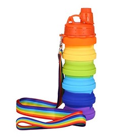 Motivational Sports Water Bottle for Fitness, Gym Bike, Hiking and Outdoor Sports (Rainbow)