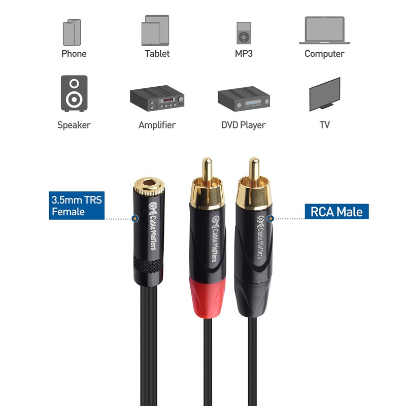 Cable Matters RCA 3.5mm Stereo Audio Splitter Converter Cable, 2