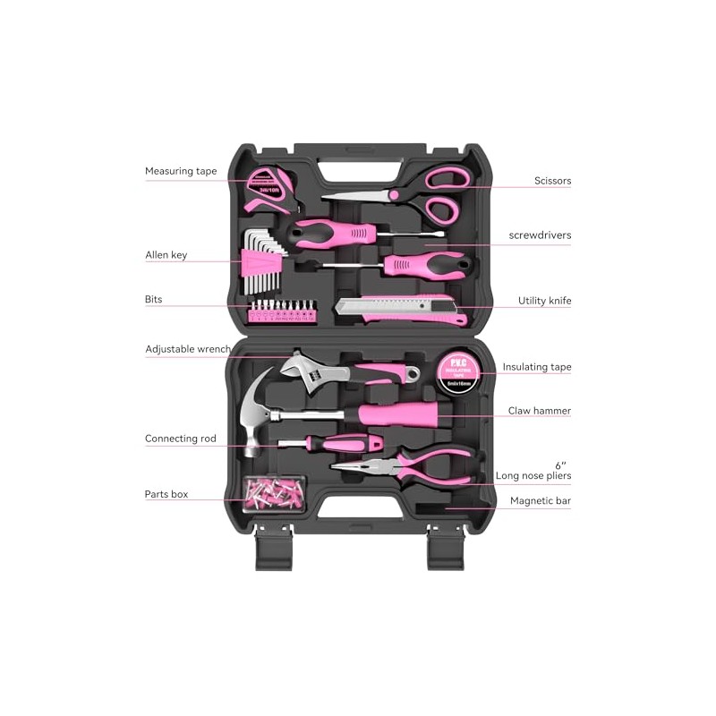 Pink Tool Kit 69 Piece Tool Kit for Women Small