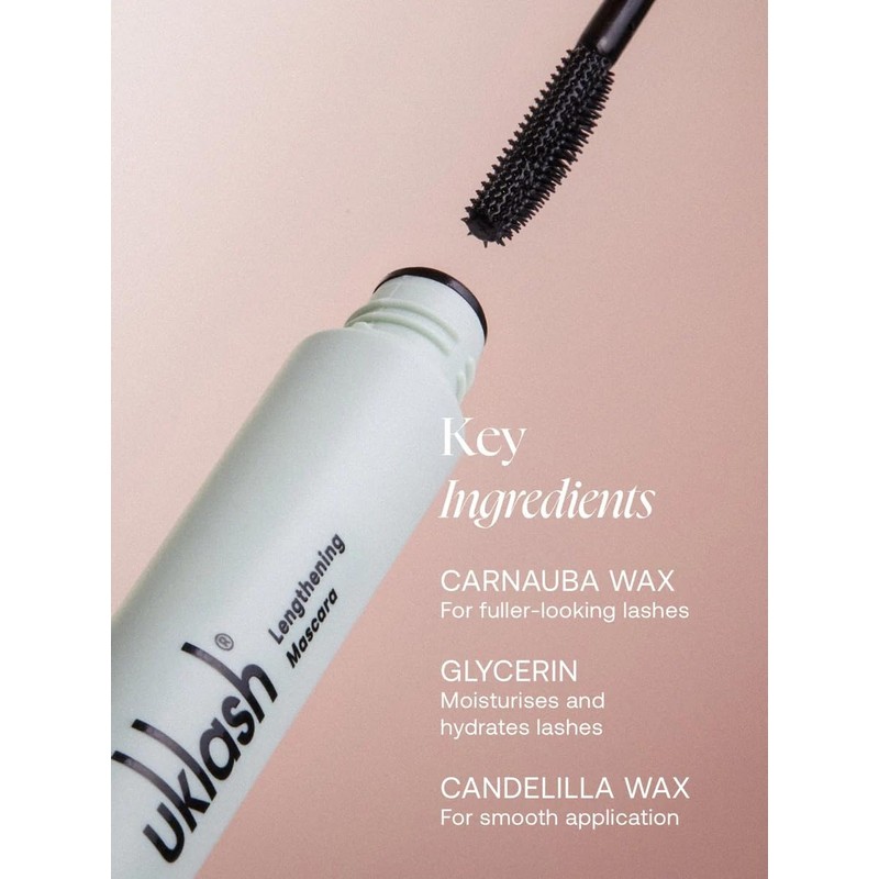 UKLASH Lengthening Mascara - Extra-Black Pigmented, Water-Resistant, Vegan-Friendly, Paraben-Free with