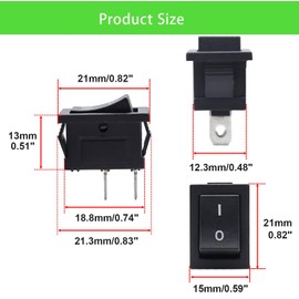 12V Rocker Switch On/Off 2 Pin 2 Position SPST Car Auto Boat Rocker Toggle Switch AC 6A/250V 10A/125V KCD1-101 10 Pcs