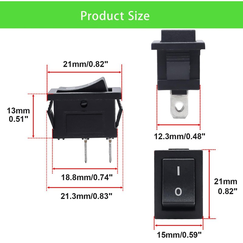 12V Rocker Switch On/Off 2 Pin 2 Position SPST Car