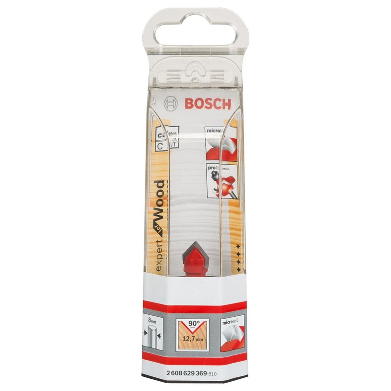 Bosch 2608629369 V-Grooving Cutter 12,7x10x8mm, Red/Silver
