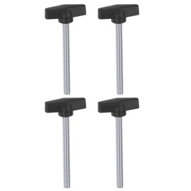 QUARKZMAN Pack of 4 Thumb Screws with T Wing Knobs, M10 x 80 mm, Plastic T-Head, Carbon Steel, 55 mm Threaded Bolts, Clamping Screw, Wing Screw, Grab Handles, Clamping Knob for Machine