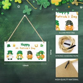 Happy St. Patrick's Day Sign Gnome St Patricks Day Decorations for Home Wall Porch St. Patricks Decorations Sign for Front Door Outside 12 x 6 inches