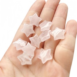 Bacatgem 10Pcs Rose Quartz 0.6" Star Shaped Crystals Thumb Worry Stones,Haped DIY Pendant
