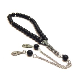 Tesbih Tasbih Tespih Misbaha Subha 33 Prayer Beads Muslim Islamic Rosary Prayer Worship Accessories Semi-Precious Stone Matt Onyx Black Beads Round 8 mm, Onyx, Onyx, pearls