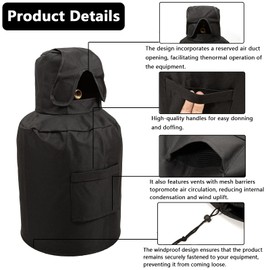Propane Tank Cover 20lb,Outdoor Heavy Duty Waterproof Dustproof Replacement Portable 600D Oxford Fabric Covers,Fits Standard 20 lb Gas Storage Tank Cylinder,All Weather Protection,Black(7.5x21x14 in)