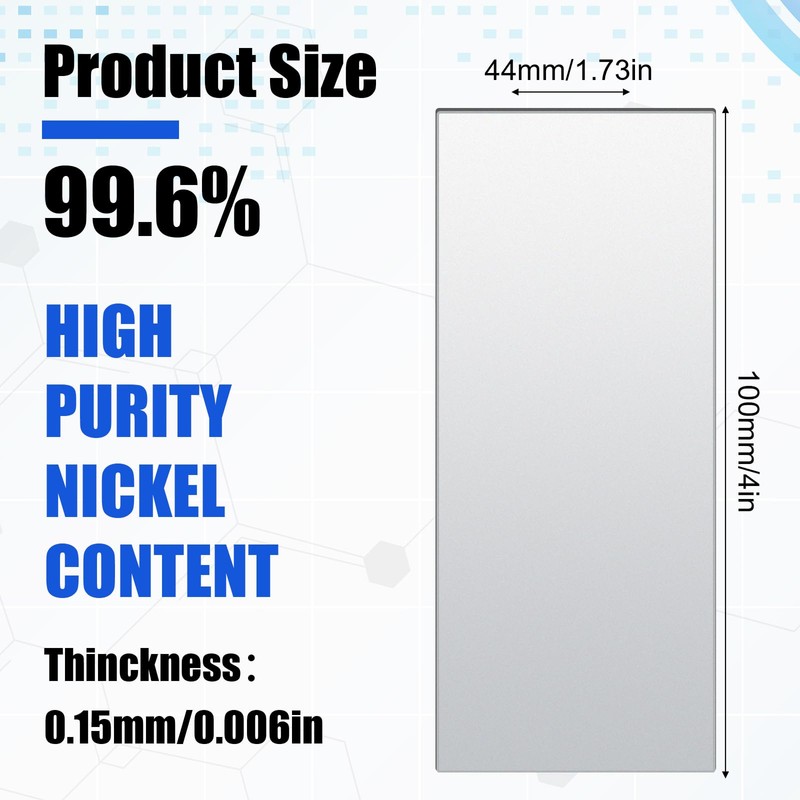 Zonon 30 Pcs Pure Nickel Strip100x44x0.15mm Nickel Sheets 4 x