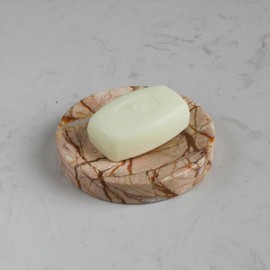 Natural Pink Marble Soap Dish, Round Small Jewelry Dish, Sponge Holder for Bathroom, Kitchen