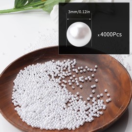 Chuyau 4000pcs White 3mm Pearl Beads with Hole Round Pearls for Crafting Loose Pearl Beads for Jewelry Making Fake Pearls Bead for Bracelets Necklaces Earrings Key Chains Accessories DIY