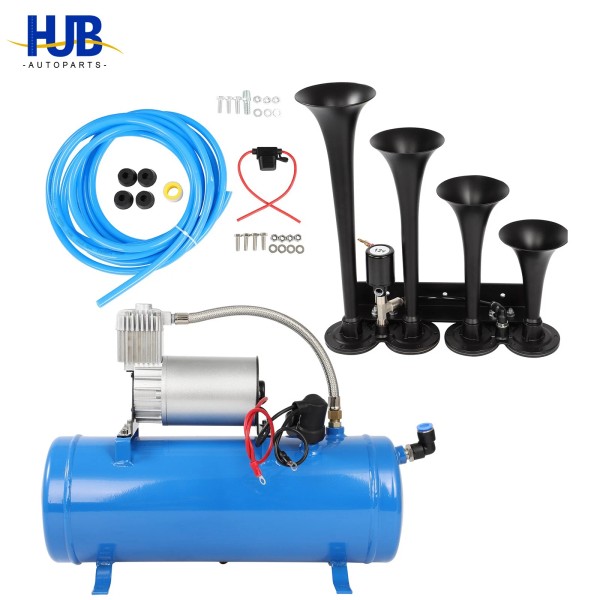 HUB-AutoPart 12V 4 Trumpet Train 150 dB Air Horn With