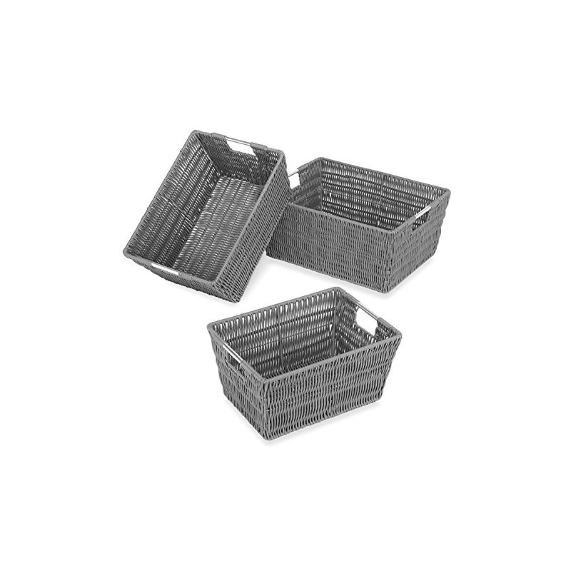 Whitmor Rattique Storage Baskets - Grey (3 Piece Set)