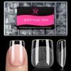Uñas Postizas Cuadradas Extracortas, 15 Tamaños, 240 Unidades, Transparentes, Francesas,