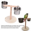 Bird Perch Stand Wooden Parrots Stand with Stainless Steel Feeding