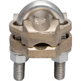 NSI UC-105 Heavy Duty U-Bolt Ground Clamp, 5/8-3/4" Rod, 2/0-250 kcmil Conductor