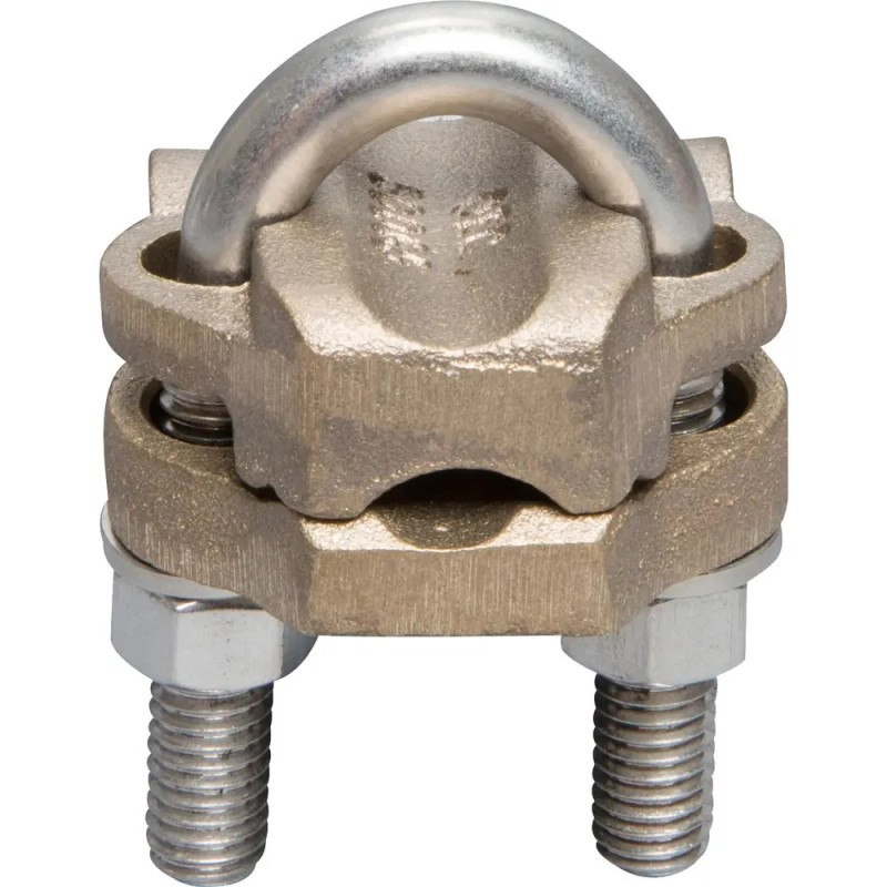 NSI UC-105 Heavy Duty U-Bolt Ground Clamp, 5/8-3/4" Rod, 2/0-250
