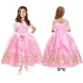 SlowTon Girls Princess Dress - Little Girls Cosplay Dress Up Princess Dress up Outfit with Flowers Decoration for Kids Adorable Fancy Costume Birthday Wedding Party Special Occasions