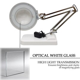 Maisutseb Magnifying Glass Desk Lamp Desk Magnifier Light with 15X Optical Lens Magnifying LED Lamp with Weighted Base for Reading Carving Identification