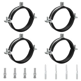 Kodilin 4pcs Heavy Duty Adjustable Pipe Bracket Clamps for 2.4-2.5 Inch(60-64 mm) OD Pipe with Screws and Expansion Tubing
