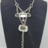 Buckle Bke silver chain clear glass stone necklace NWT