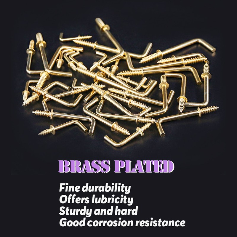 Swpeet 120Pcs 6 Sizes Gold Brass Plated Metal Screw-in Square