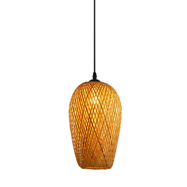 AOODU Bamboo Pendant Light fixtures 1-Lights Handmade Woven Rattan Chandelier Ceiling Light Adjustable Hanging Pendant lamp for Bedroom Living Room Dining Room Kitchen