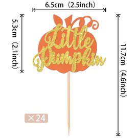 24 piezas de adornos de calabaza, diseño de calabaza, diseño de otoño, para la cosecha de Acción de Gracias, baby shower, niños, niñas, fiesta de cumpleaños, decoración de pasteles, color naranja