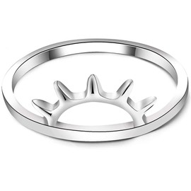 Jude Jewelers Stainless Steel Rising Sun Style Promise Statement Ring (Silver, 6)