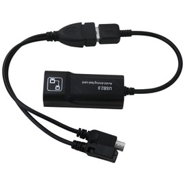 INGQI USB 2.0 to Ethernet Adapter with USB OTG Y Cable Splitter, USB to RJ45 Supporting 10/100 Mbps Ethernet Network for Windows for Fire TV Stick 3/2nd Generation 2AE6S0948 (Black)