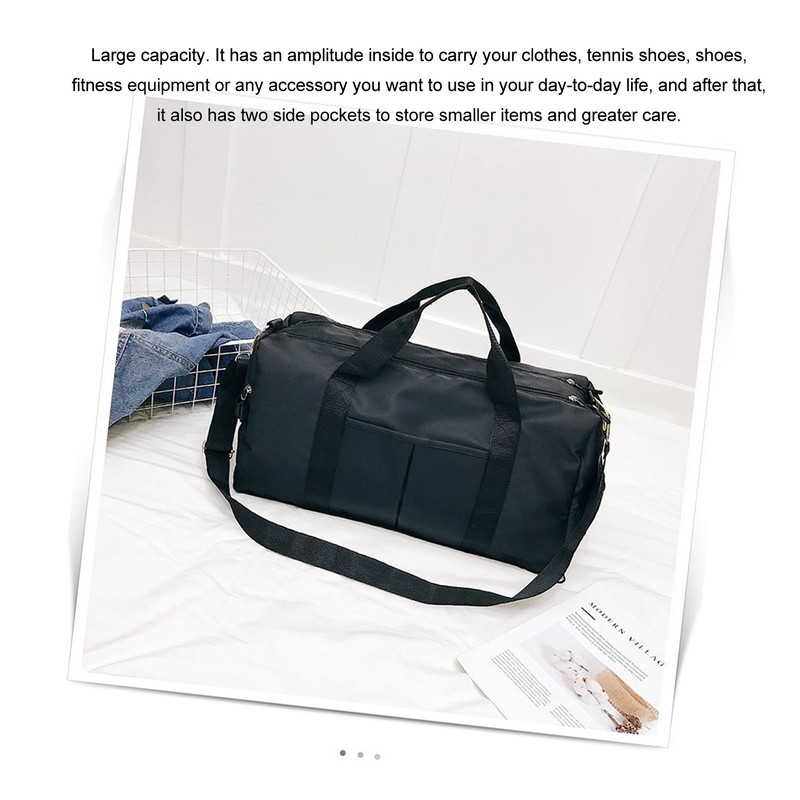 Travel Bag Black Large Capacity Compartment Design Waterproof Oxford Cloth