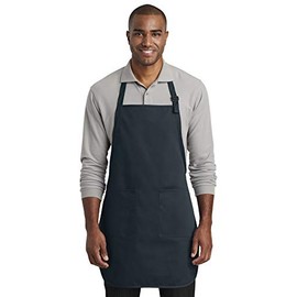 Port Authority Full-Length Two-Pocket Bib Apron. A600, Navy, OSFA