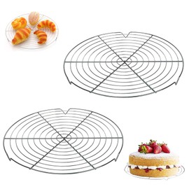 Aarcyye Rund Abkühlgitter, 2 Stück Abkühlgitter, 30cm Rund Kuchen Kuchenrost, Edelstahl Kuchengitter Abkühlgitter, Spülmaschinengeeignet, Küchenzubehör, für Backen, Küche