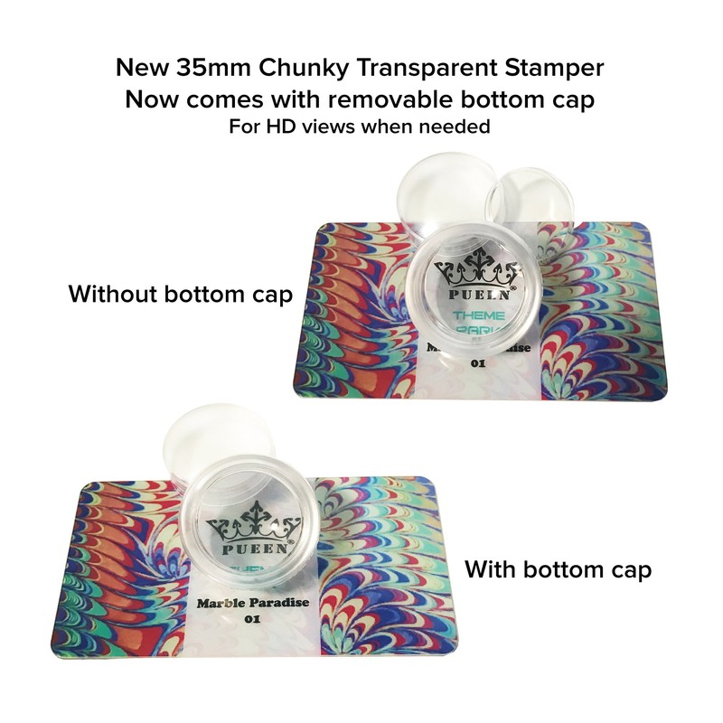 PUEEN 35mm HD Chunky Transparent Soft Stamper and Scraper Set