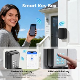 Delousiber Smart Lock Box Key Safe - APP Control & PIN Code, Bluetooth Wall Mounted Secure Key Box for Home, Airbnb, Realtor, Office - Reinforced Design