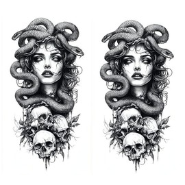 2 x Temporary Medusa Tattoo Snake Tattoo Greek Tattoo Fake Tattoos NAG122 x 2