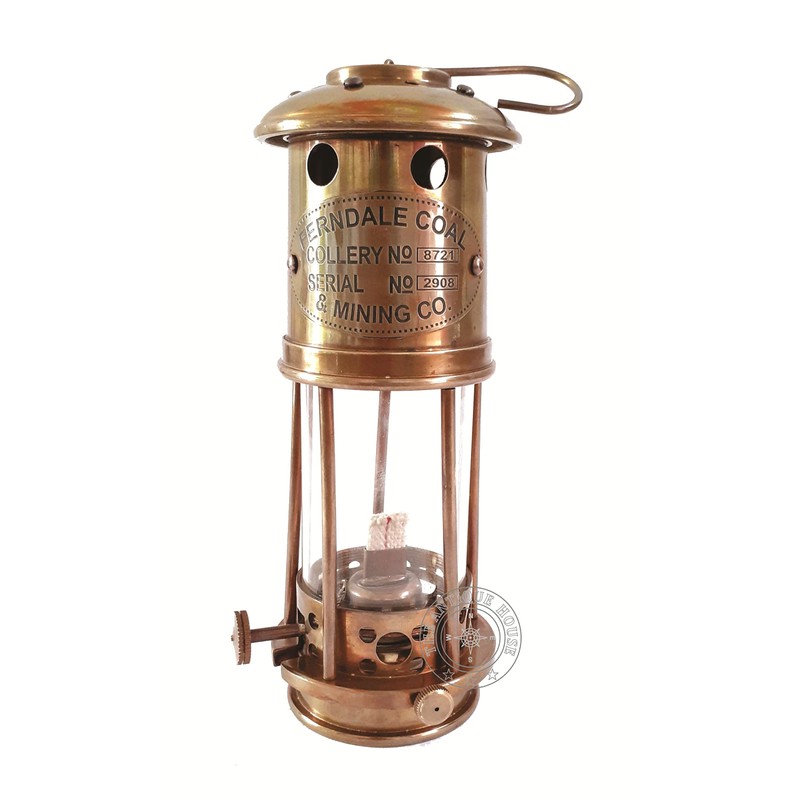 Nautical Antique Brass 7" Miner Lamp Vintage Maritime Ship Boat