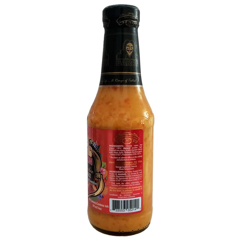 Baron West Indian Hot Pepper Sauce 14oz (Pack of 2)