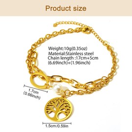 TTPSRY Women's Bead Bracelet, Tree Bracelets with Charms, Fashionable, Personally Designed Bracelets, Ideal for Everyday and Party Wear, Cubic Zirconia