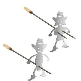 RICHERI 2 sets of marshmallow Grill Sticks, Stainless Steel Grill forks for men and women with hats, hot dog Stand Bonfire Party Family and friends Party Barbecue Forks