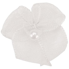 Offray 16509-29 Ribbon Bows with Pearl Center Sheer, White, 10-Pack