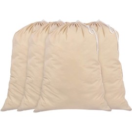 Sweet Needle Pack of 4 Heavy Duty Extra Large Laundry Storage Shopping Bags, 71x91 CM (28x36 IN) 75L - 100% Cotton, Highly durable, Draw-cord with cord-lock, Machine Wash and reusable Travel Bag