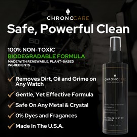 ChronoCare Luxury Watch Cleaning Kit Includes Watch Cleaner Spray (4 oz & 2 oz), Ultra-Soft Microfiber Towel & Gentle Bristle Brush – Suitable for Various Materials