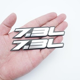 Pair Set 7.3L Liter Highly Polished Aluminum Truck Engine Swap Letter Nameplate Emblem Badge (Silver)