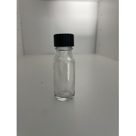 MRS Distributors 1/2 Oz Boston Round Clear Glass Bottle With Black Phenolic Polycone Liner Caps- 144 PACK; Perfect For Perfumes, Essential Oils, Aromatic Blends, Bath and Body, Reagent Liquids 15ml