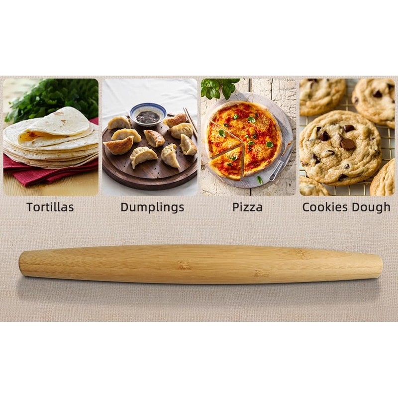 HONGLIDA Classic French Rolling Pins Bamboo Wooden Rolling Pin for