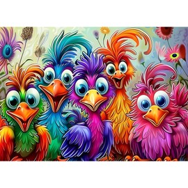 AIRDEA Chicken Diamond Art Painting Kits for Adults,5D Diamond Dots Kits for Beginner,Peinture Diamant Kits 30x40 cm, Happy Chicken