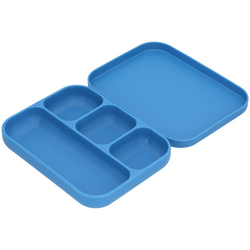 Baby Silicone Divided Food Plate with Lid Drop Resistant Suction