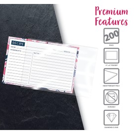 Crystal Clear Recipe Card Covers, 4 x 6 Inch, 200 Pack,  by Better Kitchen Products